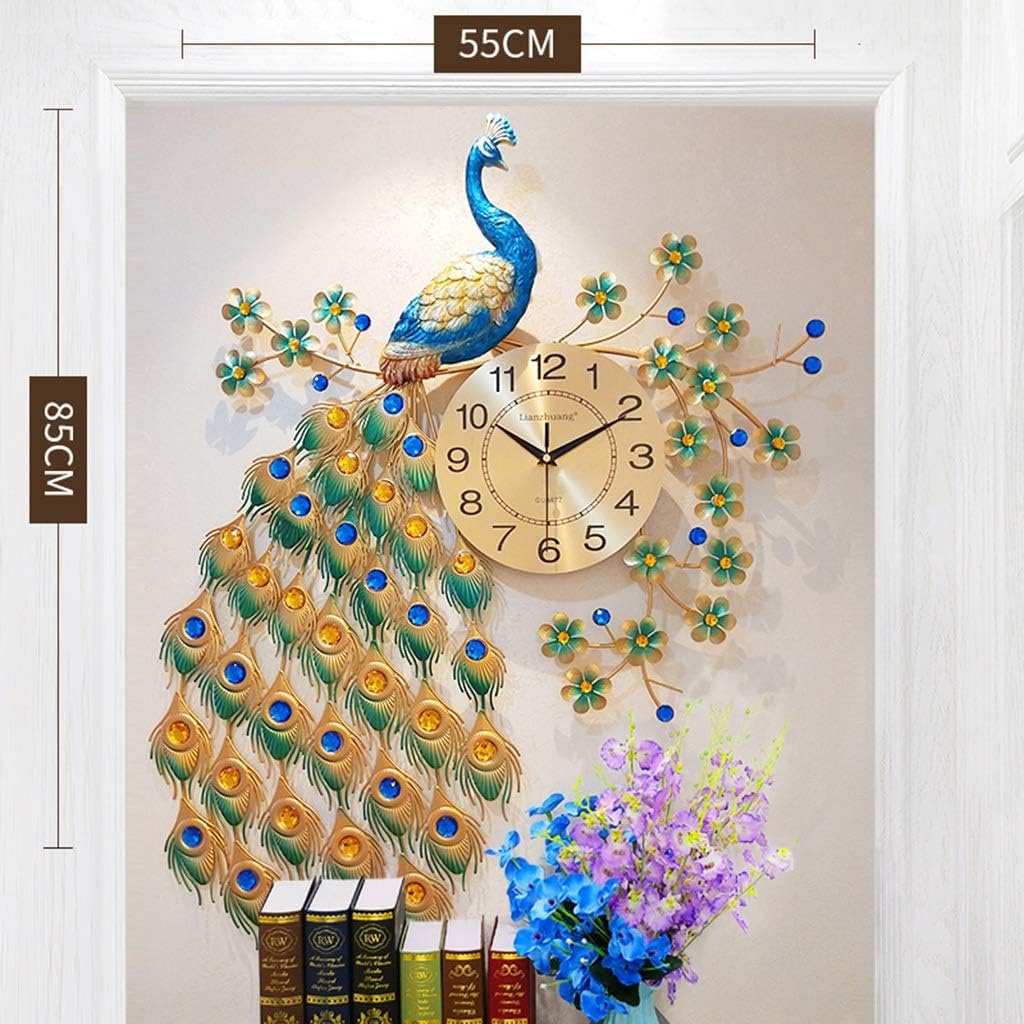 Reloj de pavo real moderno y simple para el hogar, sala de estar.