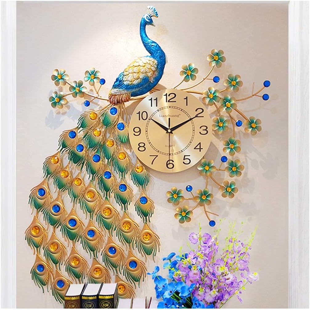 Reloj de pavo real moderno y simple para el hogar, sala de estar.