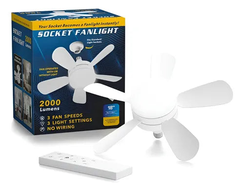 Bombilllo SoFan 2-en-1: Ventilador de Techo LED con Instalación Instantánea