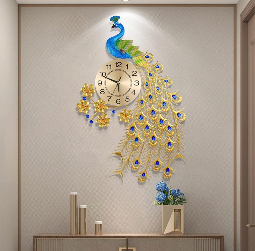 Reloj de pavo real moderno y simple para el hogar, sala de estar.