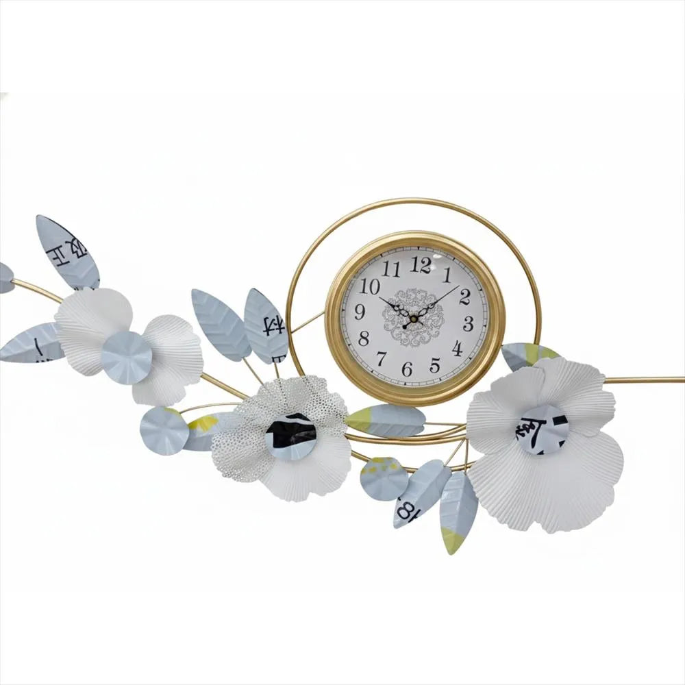 Reloj de Pared Mural Artístico Muran Dorado - Diseño Floral y Botánico