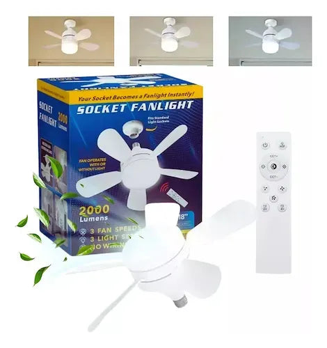 Bombilllo SoFan 2-en-1: Ventilador de Techo LED con Instalación Instantánea